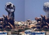 Palestinian turns images of the Gaza conflict into works of art