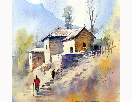 Gallery Of Watercolor Painting By Sikander Singh - India