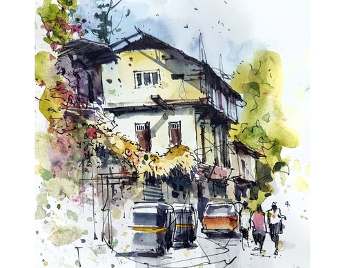 Gallery Of Watercolor Painting By Sikander Singh - India