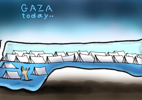 INUNDACIÓN EN GAZA  SANGRE Y LUEGO INUNDACIÓN