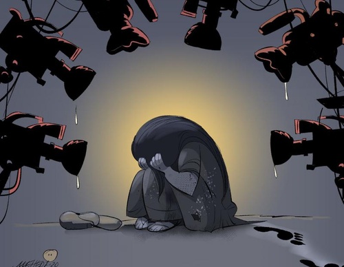 Media Trial This cartoon was drawn in response to a disturbing reality in Bangladesh, where sexual violence against women and children is often follow