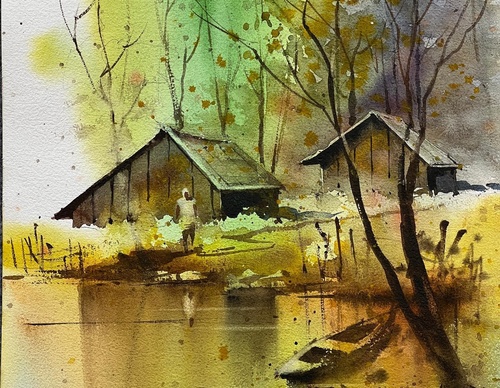 Gallery Of Watercolor Painting By Sikander Singh - India