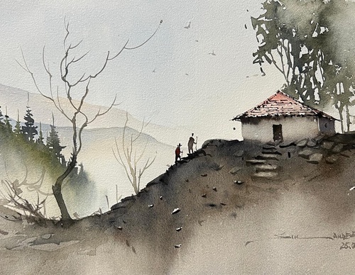 Gallery Of Watercolor Painting By Sikander Singh - India