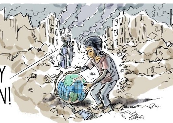 As the world watches, comfortably numb. | Carrying the last precious thing left — their breath.