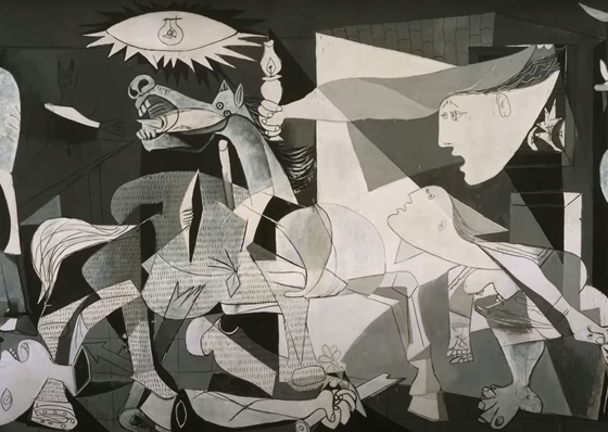 Pintado na sequência de um bombardeio fascista de 1937, "Guernica"