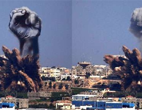 Palestinian turns images of the Gaza conflict into works of art