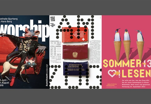 Pôsteres tipográficos do Sägenvier DesignKommunikation Studio – Áustria