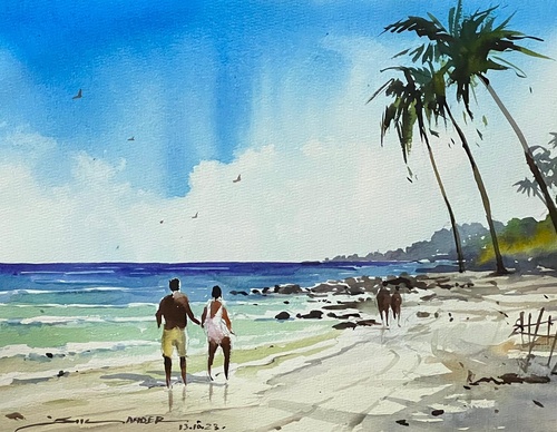 Gallery Of Watercolor Painting By Sikander Singh - India