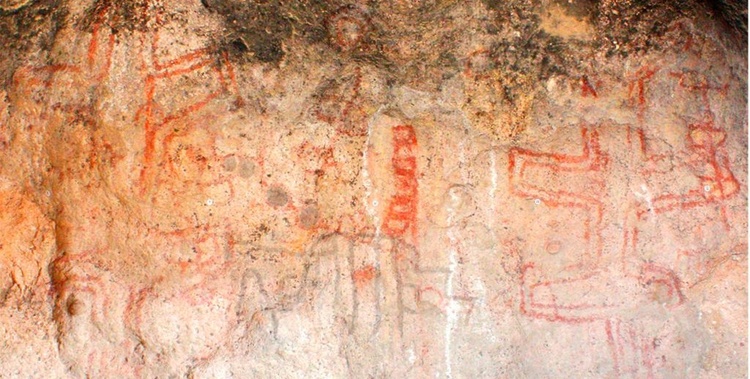 Patagonian cave paintings in South America