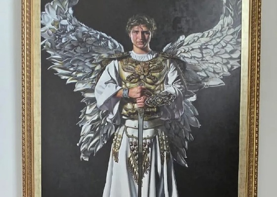 Arte sacra latino-americana com a obra "San Miguel Arcángel"