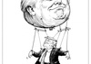 Make Me Great Again Donald Trump is portrayed as a puppet controlled by a giant balloon shaped like his own head, suggesting that his political action