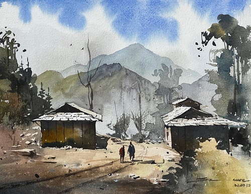 Gallery Of Watercolor Painting By Sikander Singh - India