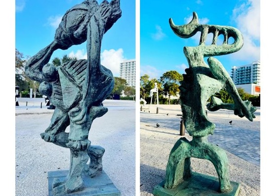 Duas esculturas do artista Oswaldo Vigas