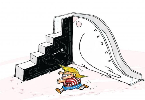 Jogos de Guerra e Paz!  A paz exige passos. A guerra vem com um escorregador!