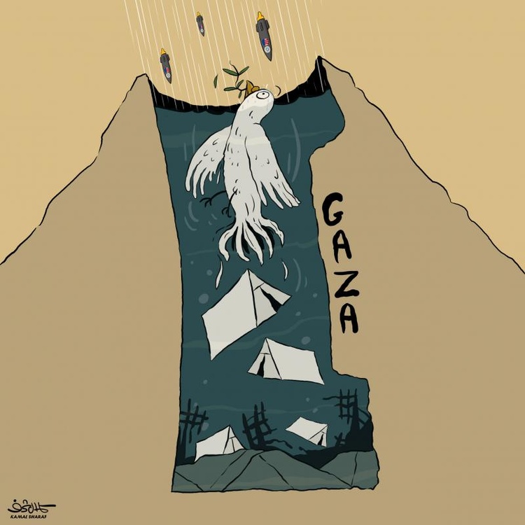 GAZA  Porta-voz da Defesa Civil em Gaza: Milhares de tendas foram inundadas pela água da chuva e a situação no setor é catastrófica.