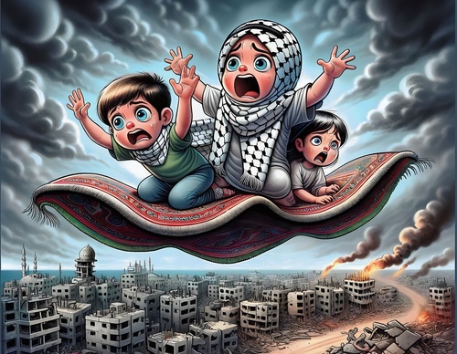 Galería de ilustraciones para Gaza de Malek Qreeqe - Palestina