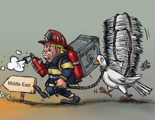 Trump is a firefighter or a money collector?