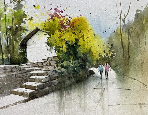 Galería de pintura en acuarela de Sikander Singh - India
