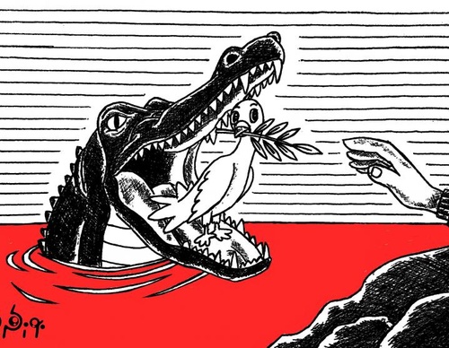 Intentando conseguir una paloma de la paz