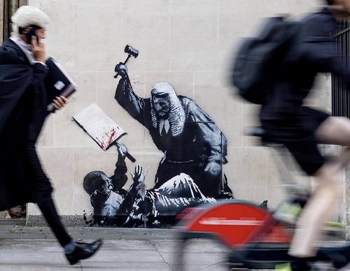 New Banksy Mural Appears After Protest in Support of Palestinian Activists