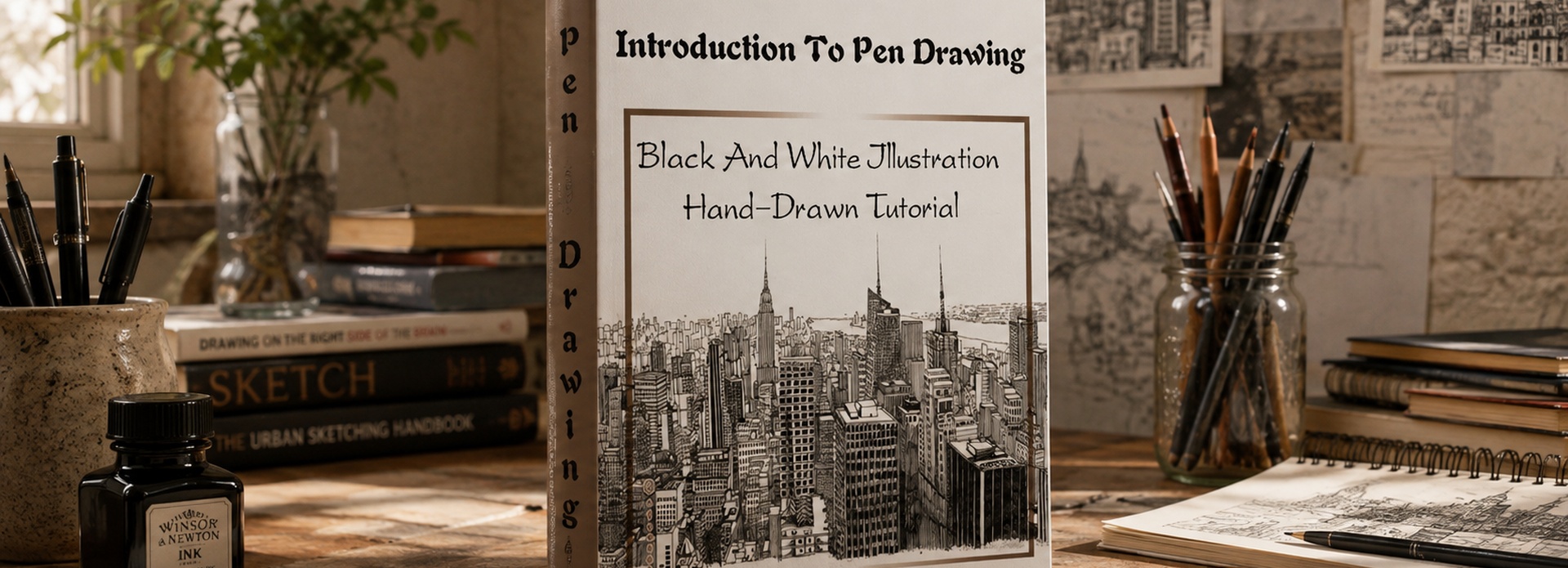 Introduction To Pen Drawing: Black And White Illustration Hand-Drawn Tutorial by Kevin Todd