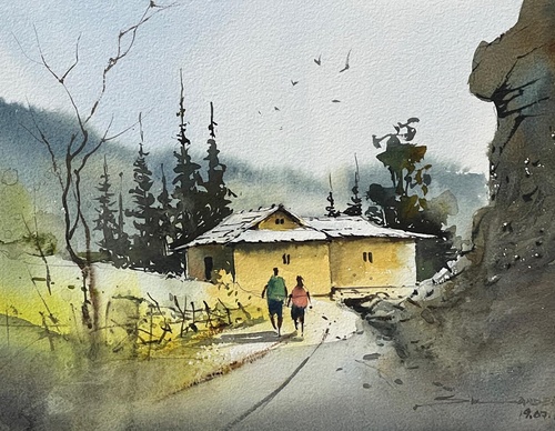 Gallery Of Watercolor Painting By Sikander Singh - India