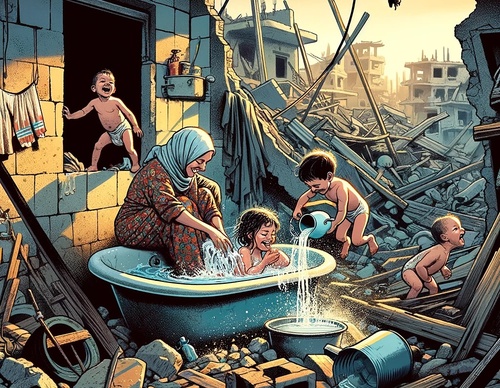 Galería de ilustraciones para Gaza de Malek Qreeqe - Palestina