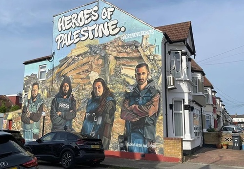 Obras de arte em homenagem aos jornalistas de Gaza