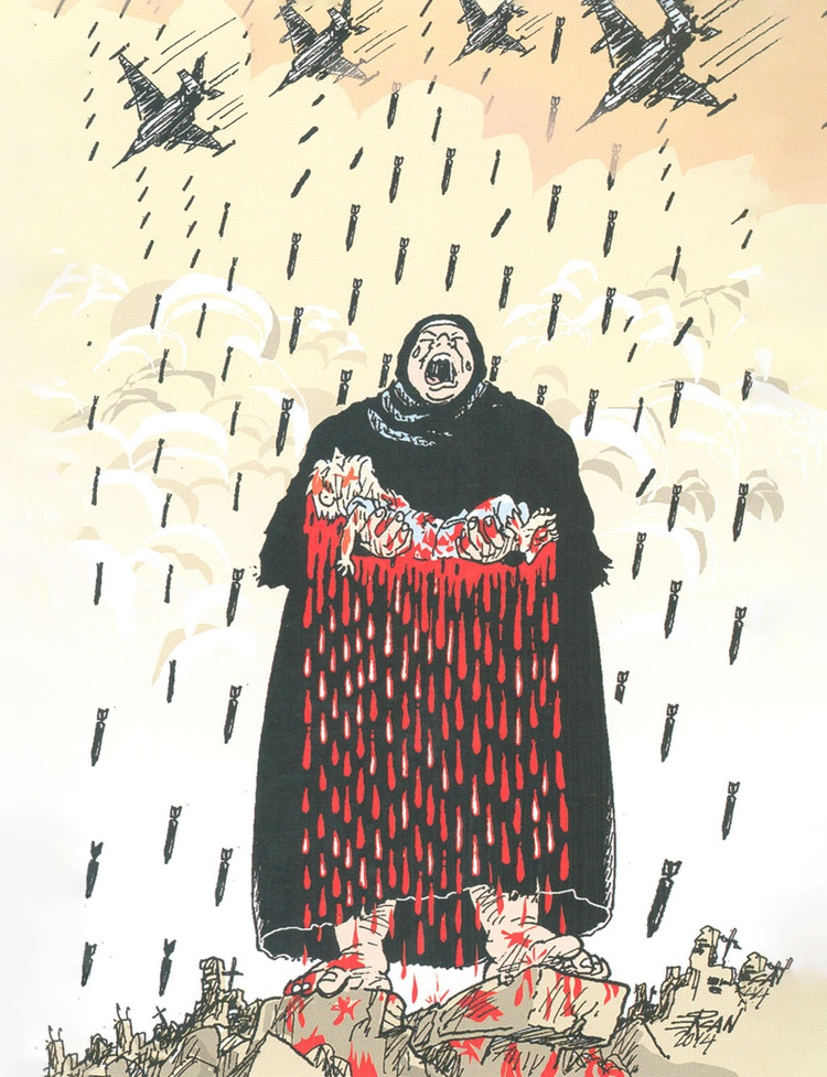 A Comprehensive Analysis of the Cartoon: A Mother's Silent Scream in Gaza