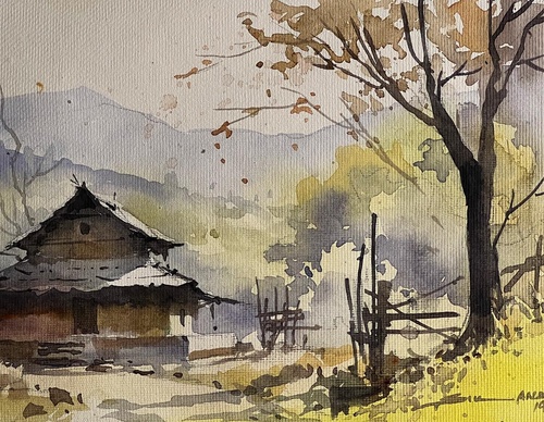 Gallery Of Watercolor Painting By Sikander Singh - India