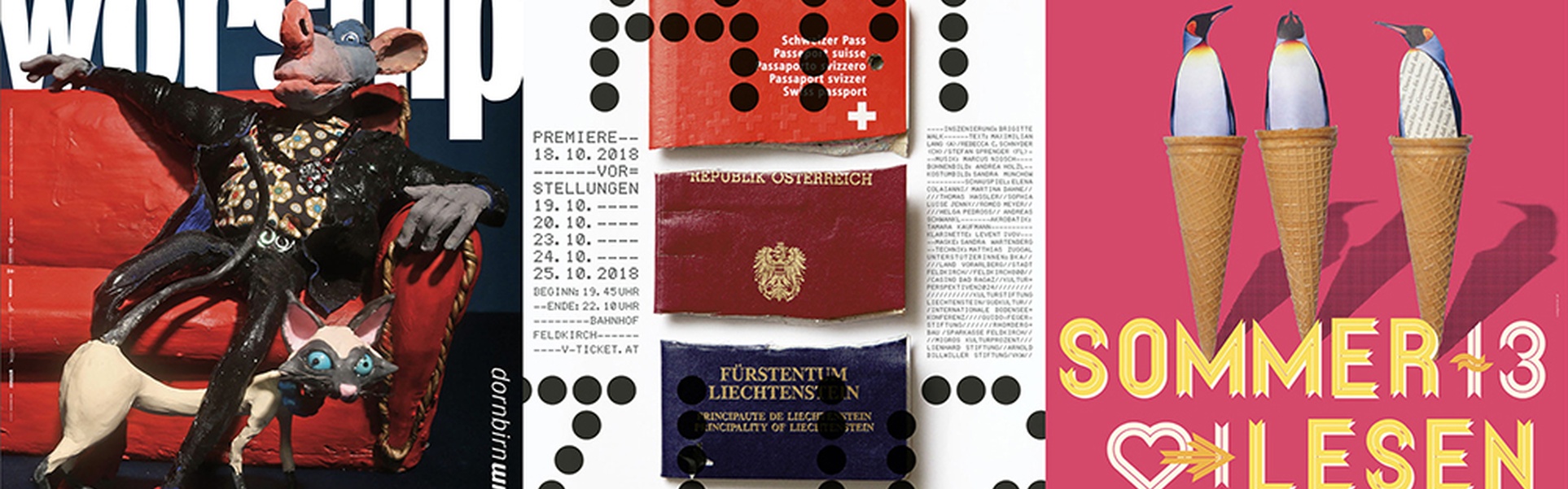 Pôsteres tipográficos do Sägenvier DesignKommunikation Studio – Áustria