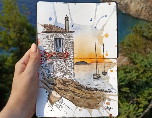 Galeria de pinturas em aquarela de Kalliopi C - Escócia