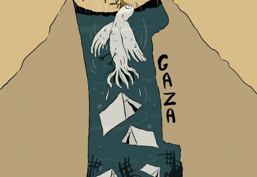 GAZA  Portavoz de la Defensa Civil en Gaza: Miles de tiendas de campaña inundadas por el agua de lluvia, y la situación en el sector es catastrófica.