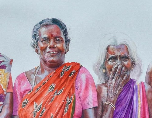 Galeria de pinturas em aquarela de Rajkumar Sthabathy - Índia