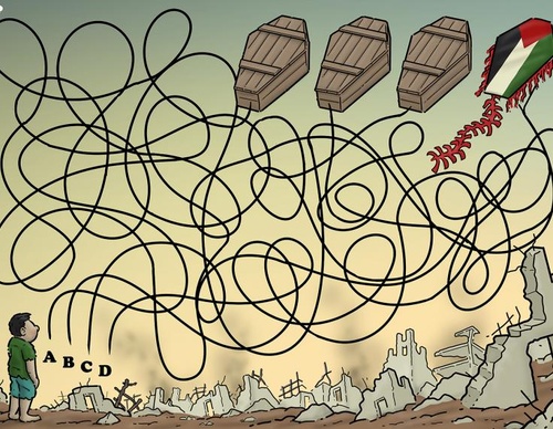 Empinar pipas em Gaza Atividade perigosa.