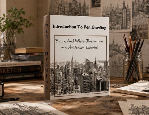 Introducción al dibujo a pluma: tutorial de ilustración en blanco y negro dibujado a mano por Kevin Todd