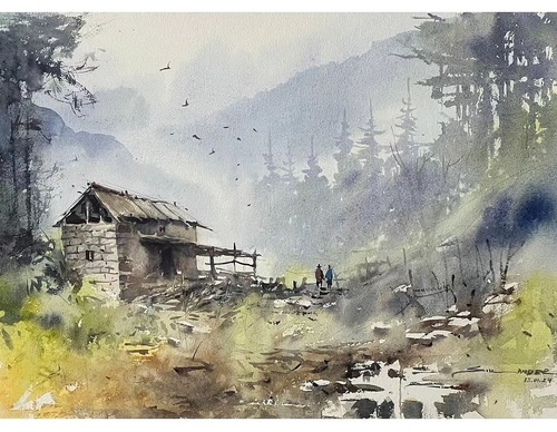 Gallery Of Watercolor Painting By Sikander Singh - India